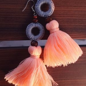 Dream bohemian cotton tassel earring handmade